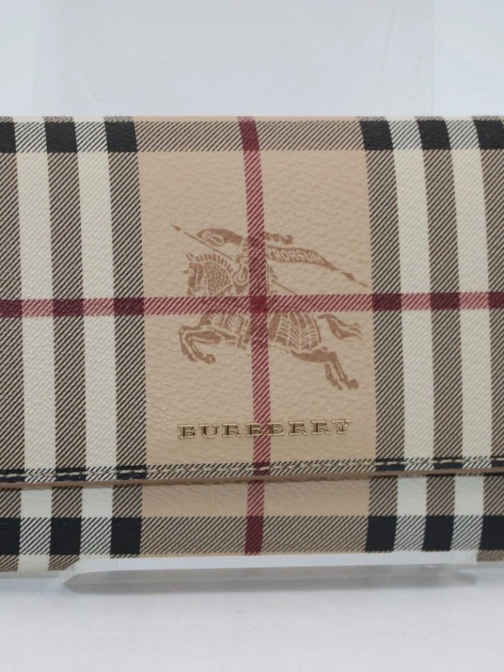 Burberry Harris Wallet Haymarket Coated Canvas Long Wallet - Beige